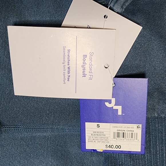 NWT JOY LAB Solid All Blue One Piece Bodysuit Activewear Womens Size S Small - Picture 3 of 5